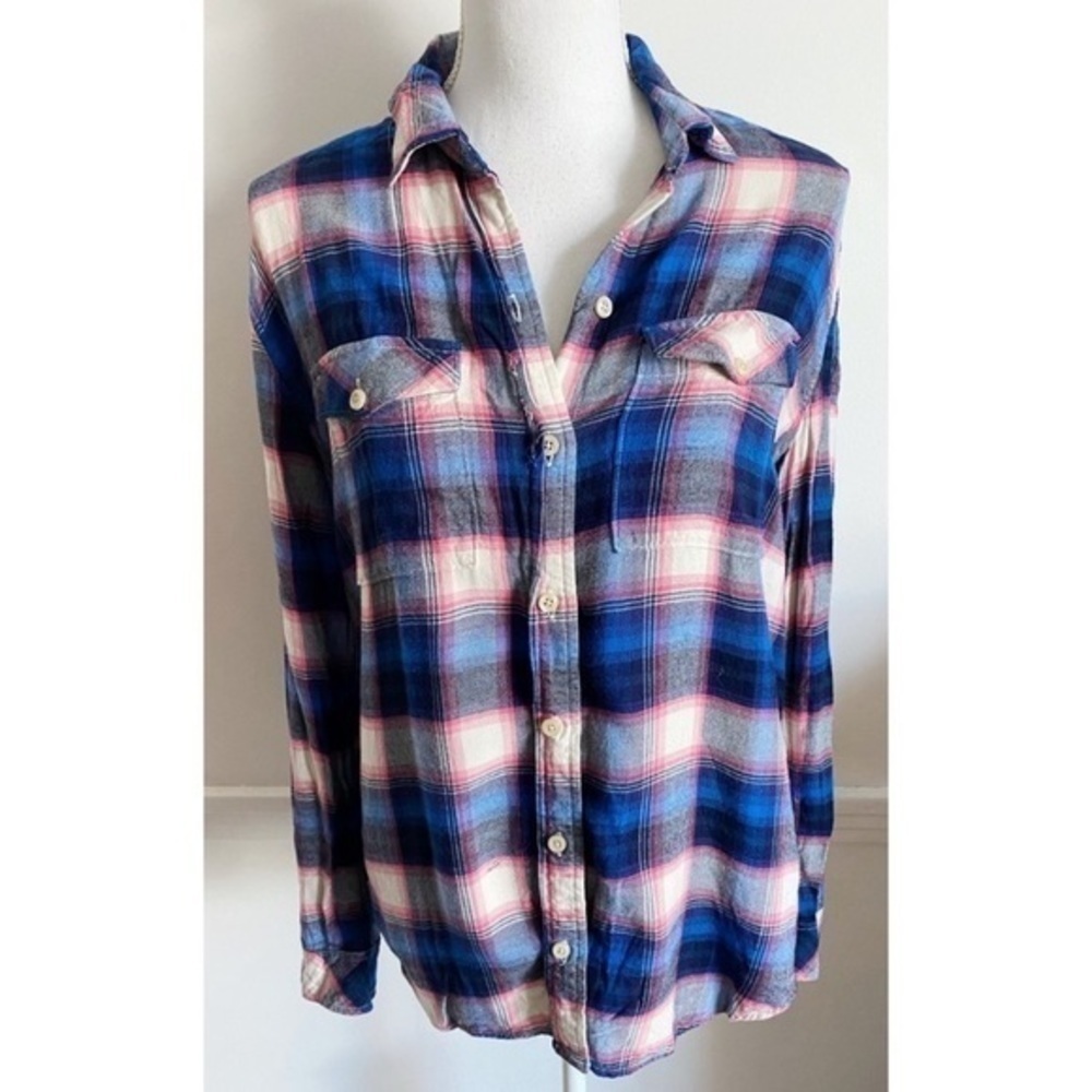 Gap Pendleton • Blue Pink Plaid Flannel Shirt